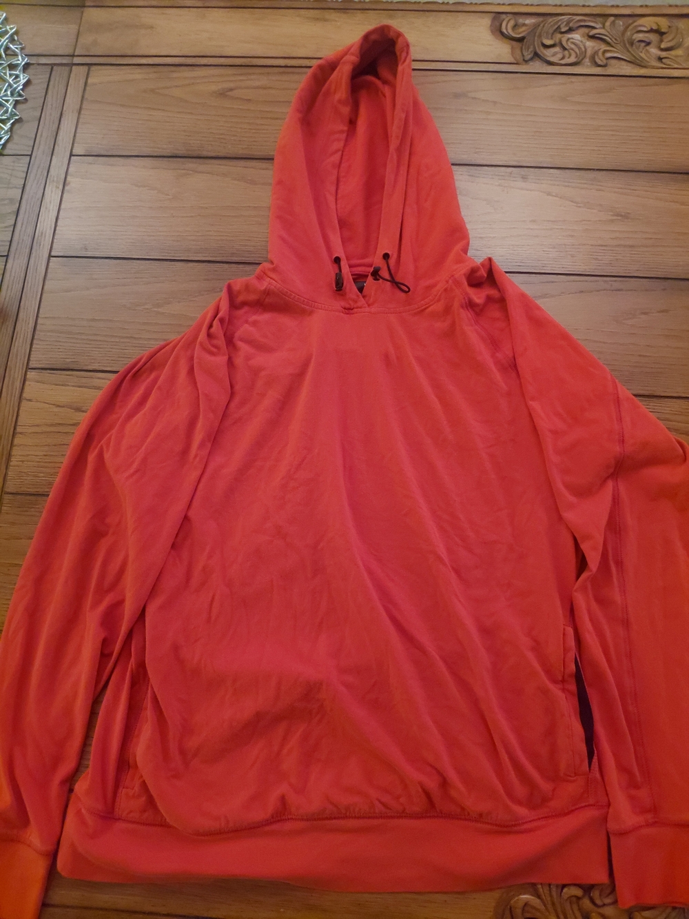 American Eagle Active Flex Men’s Orange Pullover Hoodie L Logo Pockets